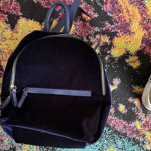 Zara Deep Blue Velvet Backpack
